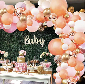 Arche de ballons rose et or