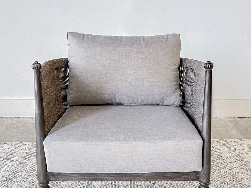 grey woven outdoor arm chair