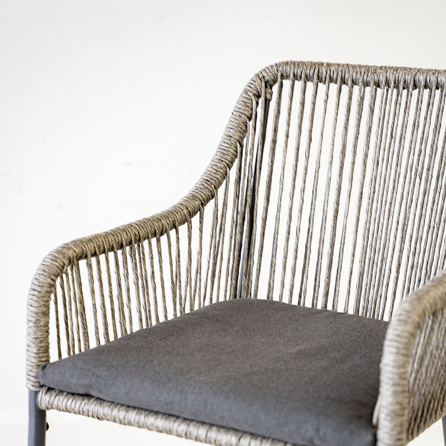 Close up Grey wicker cushioned indoor/outdoor barstool