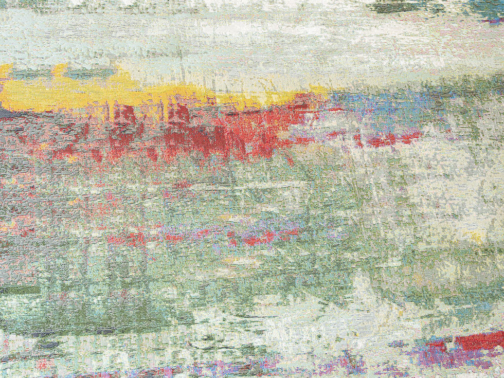 Colorful area rug blue green purple red yellow top view