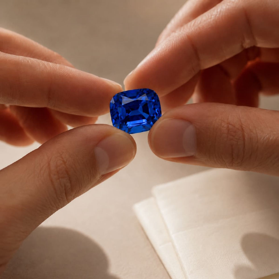 An inherited colored gemstone awaiting examination