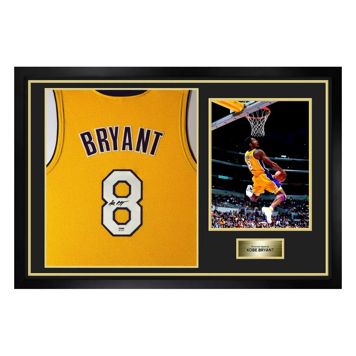 Maillot basket NBA Los Angeles Lakers Away signé par Kobe Bryant et encadré