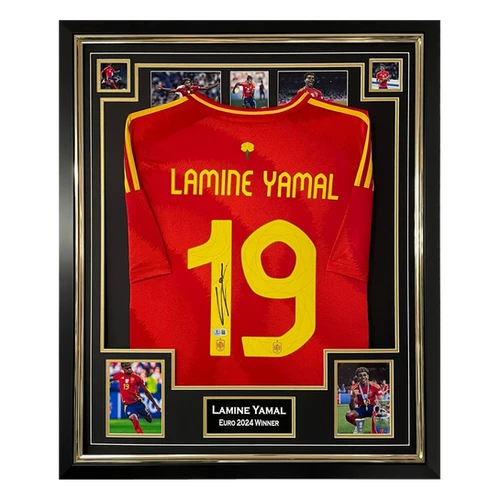 Maillot du FC Barcelone 2025 en Champions League signé par Lamine Yamal Maillot du FC Barcelone 2025 en Champions League signé par Lamine Yamal