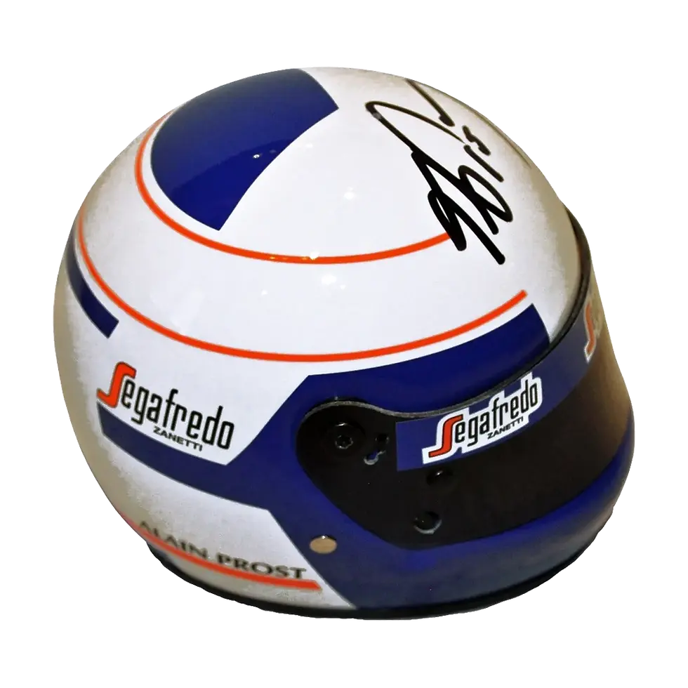 Miniature : Mini Casque F1 Formule 1 McLaren 1985 1:2 Bell signé par Alain Prost