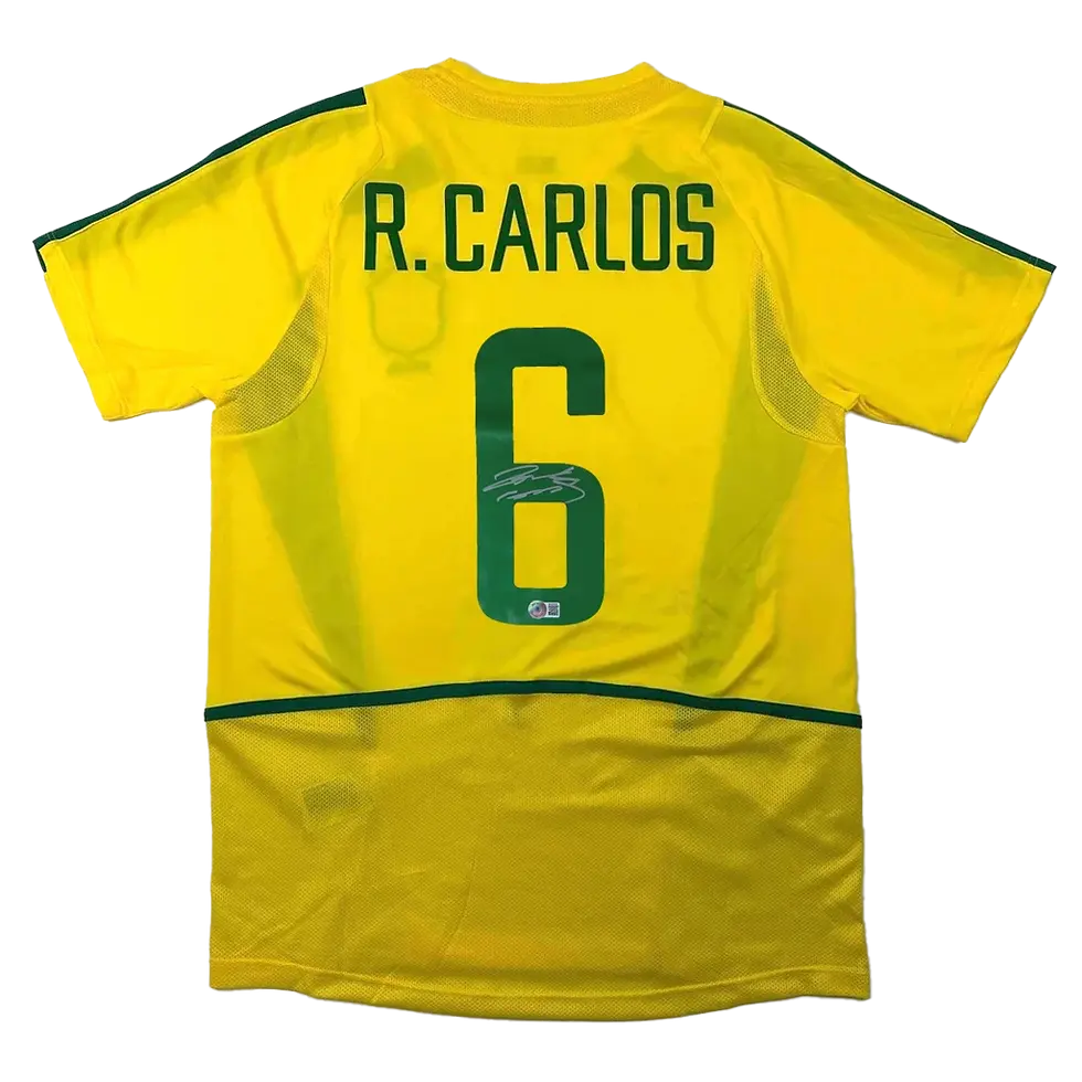 Maillot Brésil 2002 signé par Roberto Carlos