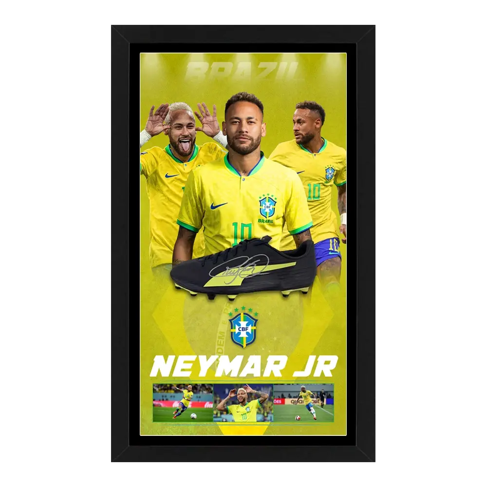 Chaussure Puma signée par Neymar Jr et encadrée Brésil