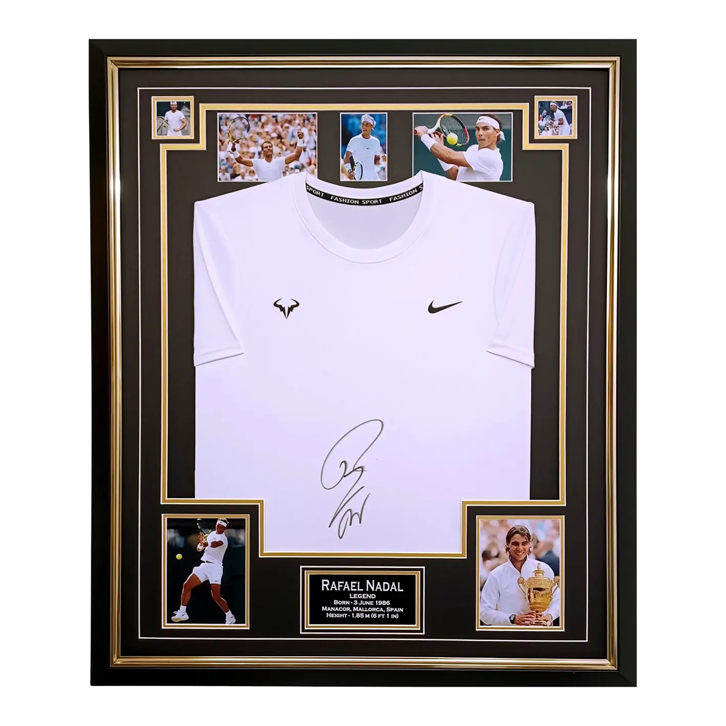 Maillot tennis Nike signé par Rafael Nadal et encadré