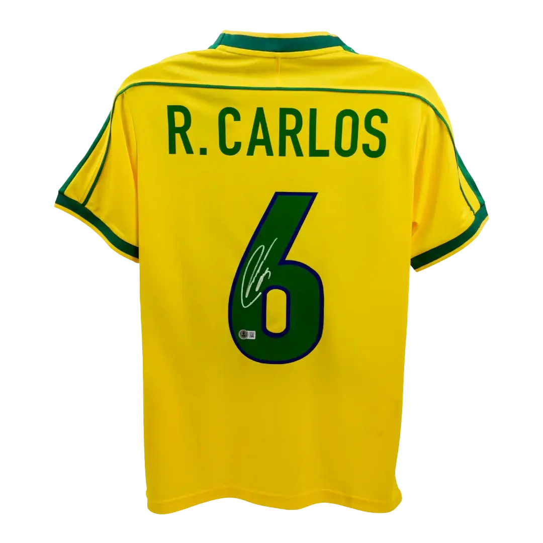 Maillot Brésil 1998 signé par Roberto Carlos
