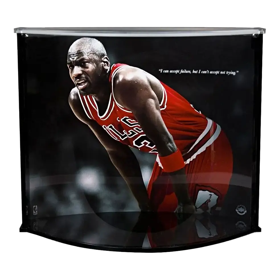 Miniature : Vitrine paire chaussures basket NBA Chicago Bulls de Michael Jordan