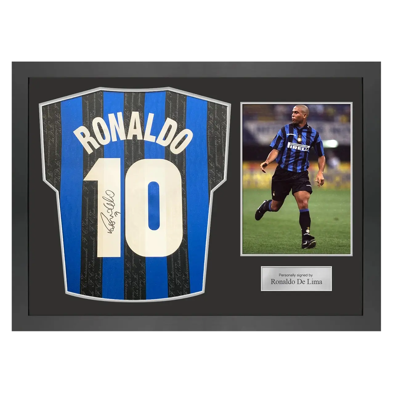Maillot Inter Milan 1998 signé par Ronaldo de Lima et encadré