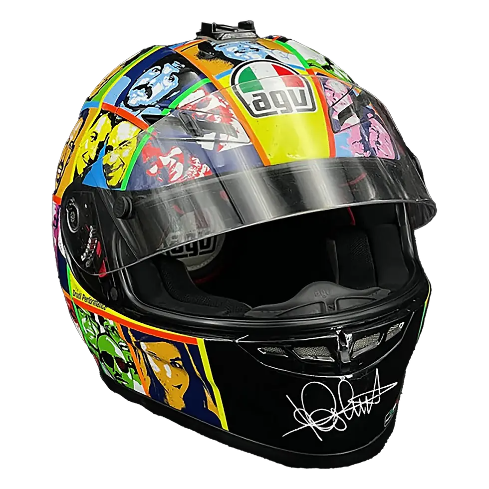 Miniature : Casque MotoGP 1:1 AGV GP Faces Laguna Seca 2010 replica signé Valentino Rossi