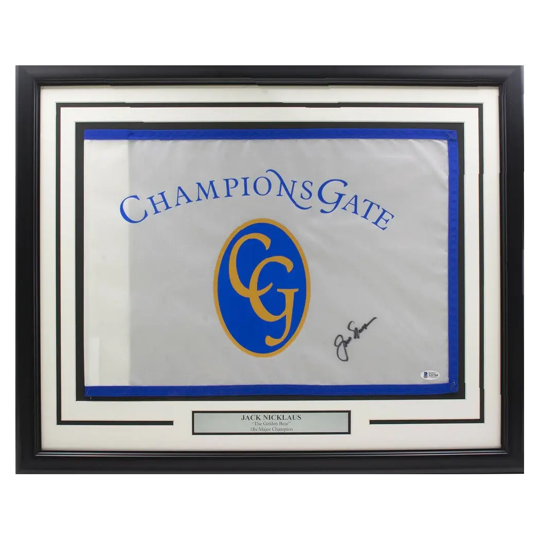 Drapeau golf Champions Gate signé par Jack Nicklaus et encadré