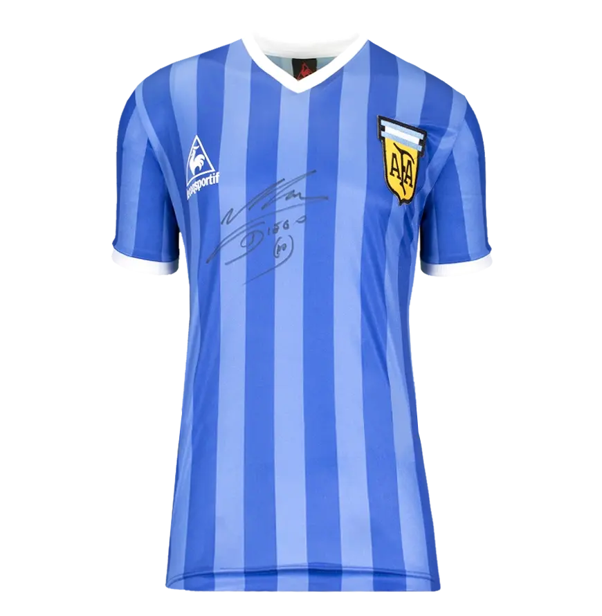 Miniature : Maillot Argentine Angleterre 1986 signé par Diego Maradona et encadré