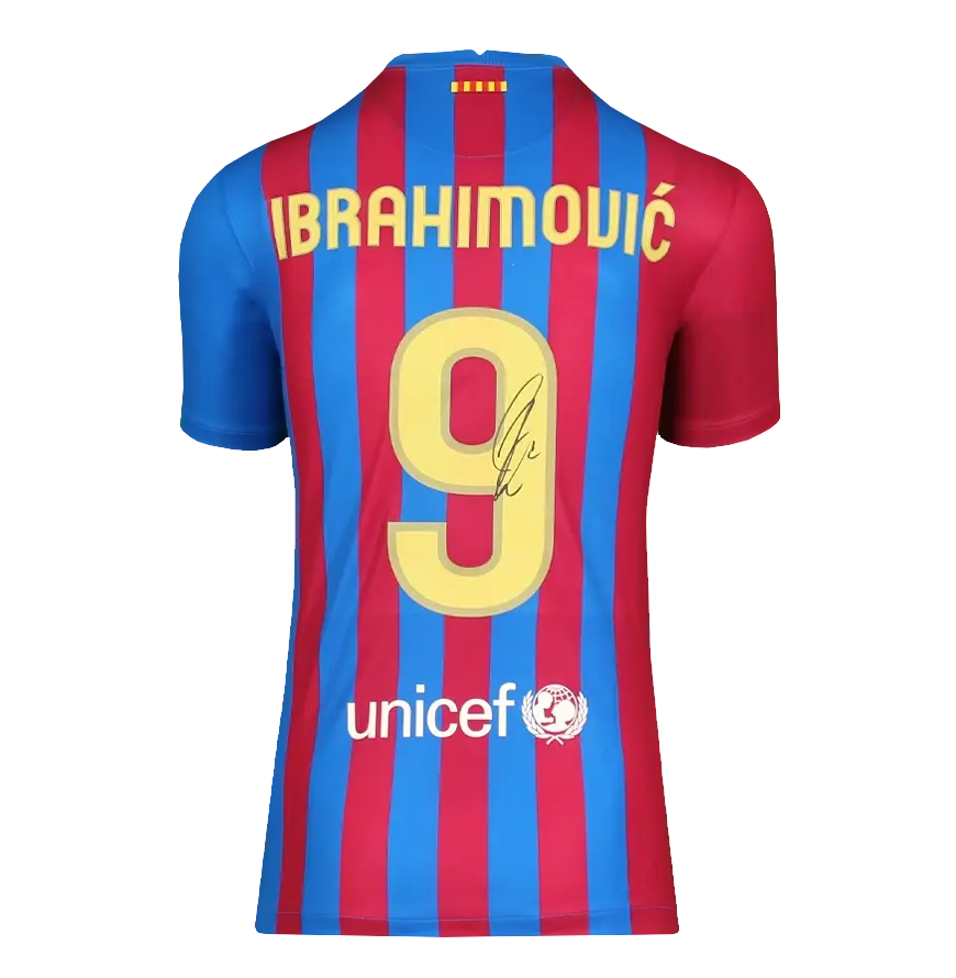 Miniature : Maillot FC Barcelone moderne signé par Zlatan Ibrahimovic encadré UEFA Officiel
