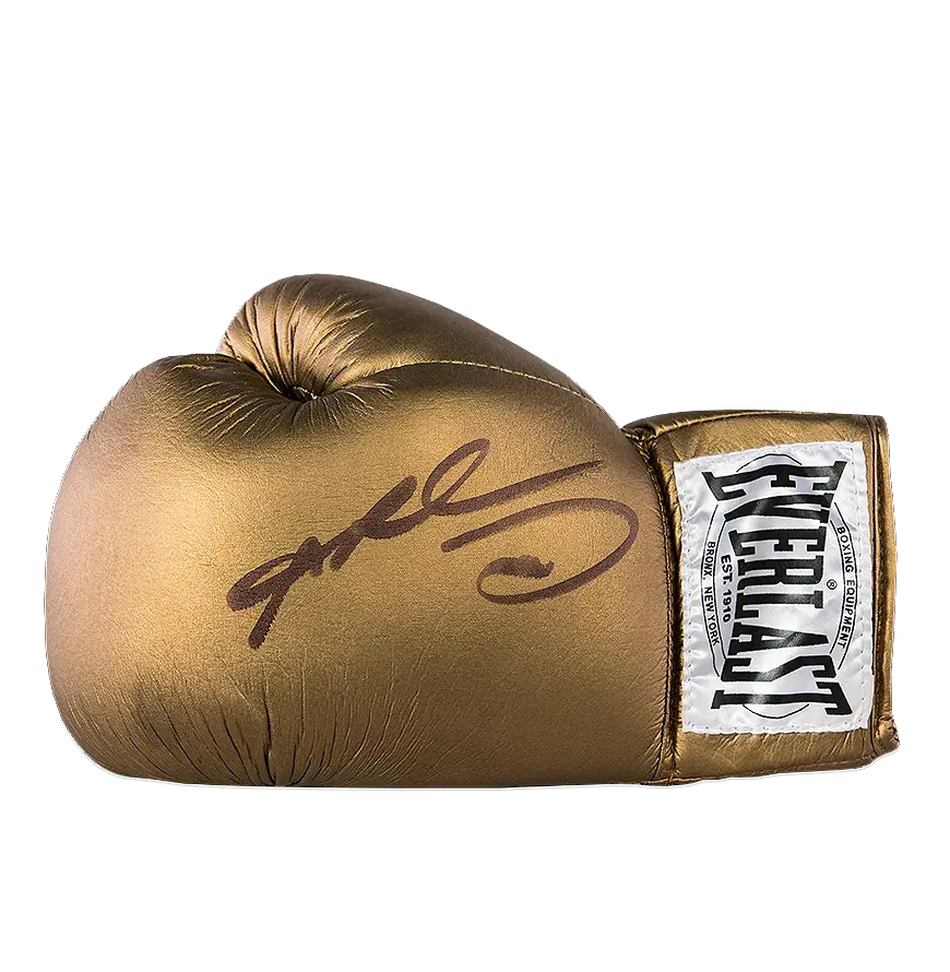 Miniature : Gant boxe Everlast doré signé par Sugar Ray Leonard et sous vitrine