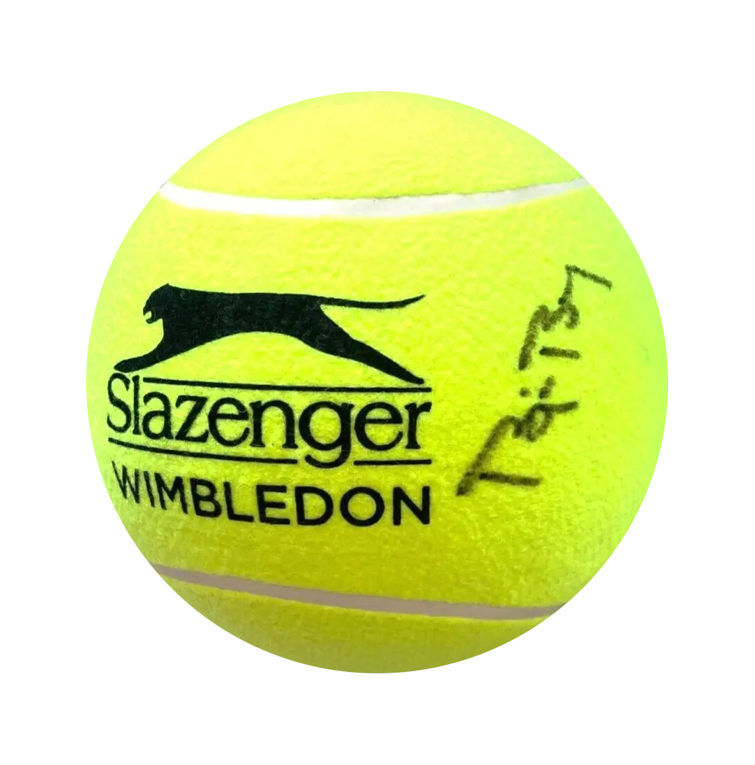Jumbo Balle tennis Slazenger Wimbledon signée par Bjorn Borg