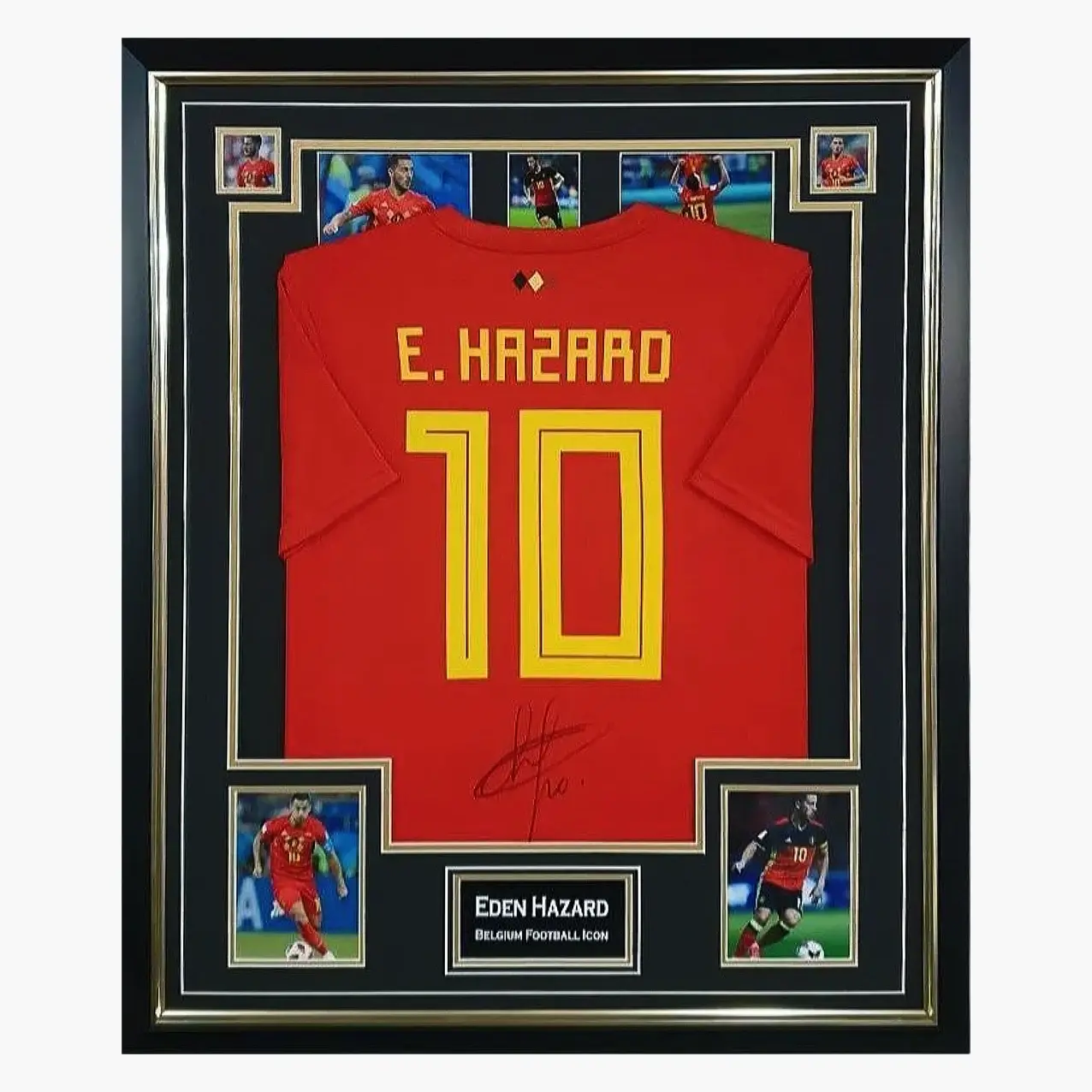 Maillot Belgique 2018 signé par Eden Hazard et encadré