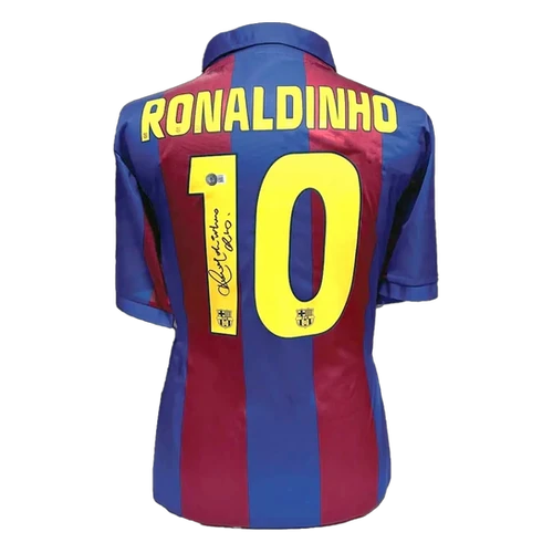 Maillot De Barcelone Signé Ronaldinho - Certificat D'authenticité - Occasion Collector