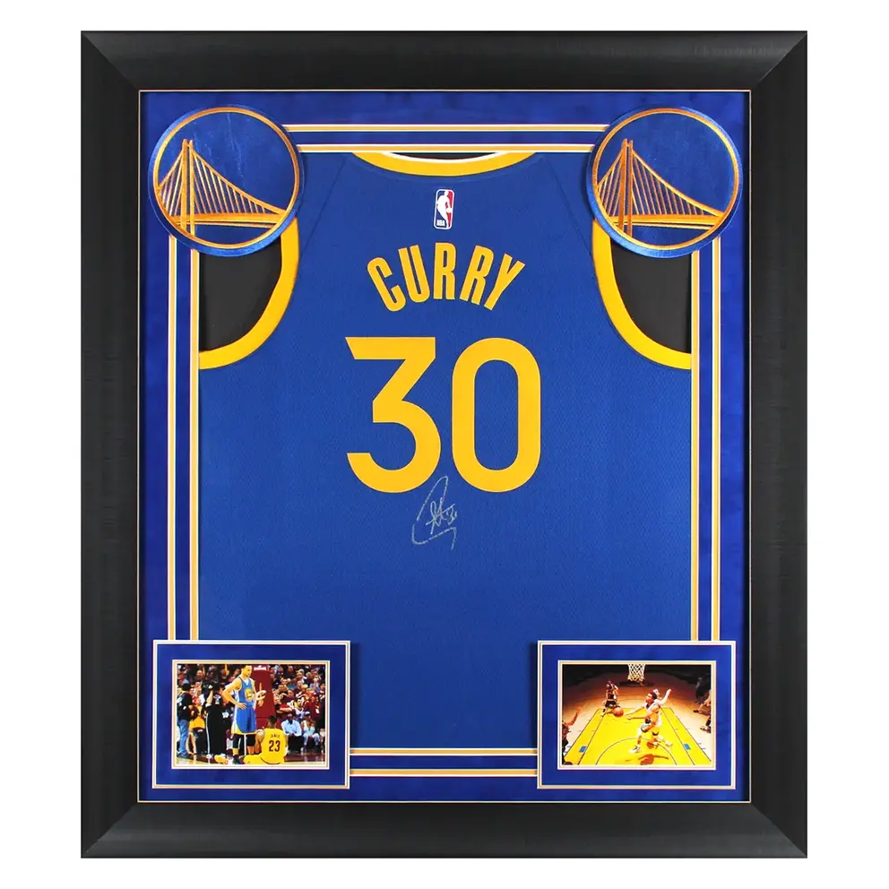 Maillot NBA Golden State Warriors Away swingman signé par Stephen Curry encadré