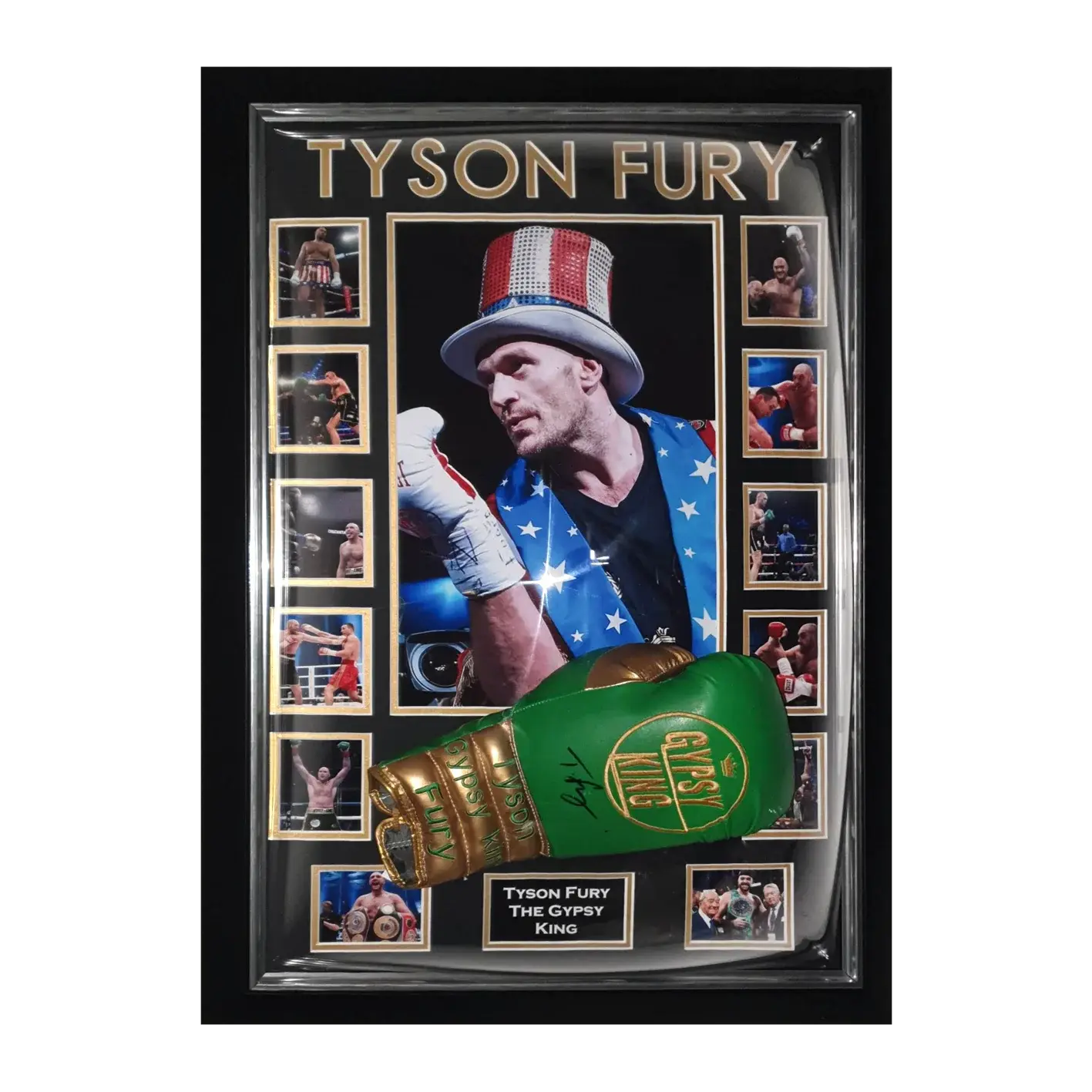 Gant boxe Gypsy King signé par Tyson Fury et encadré
