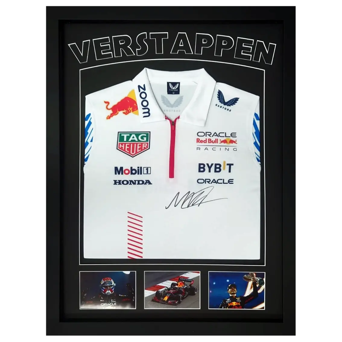 Maillot F1 Formule 1 Red Bull Racing 2023 signé par Max Verstappen et encadré