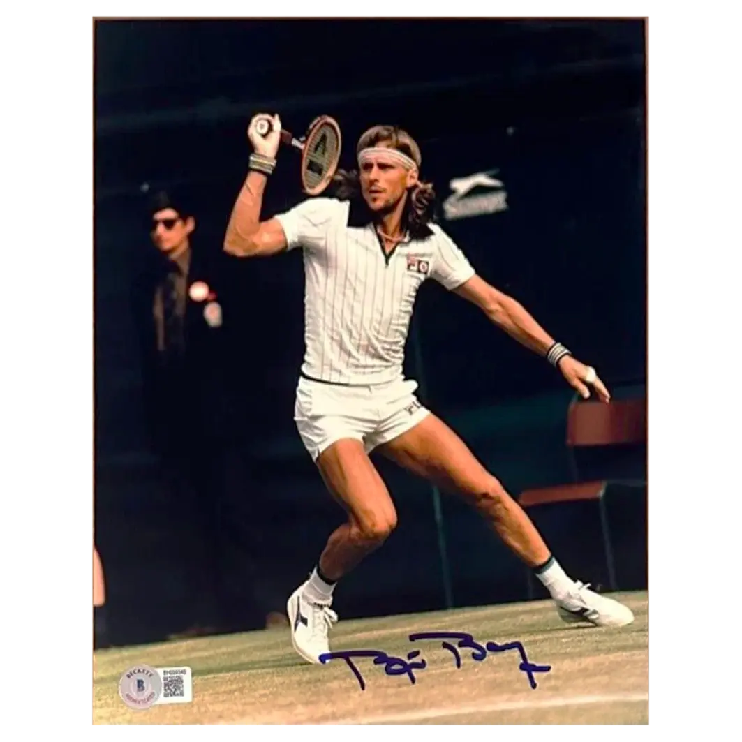 Photo tennis Wimbledon 1980 signée par Bjorn Borg