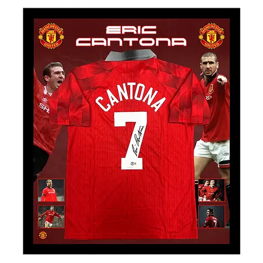 Maillot Signé Eric Cantona - Manchester United Domicile 1998 - Encadré - Certifié