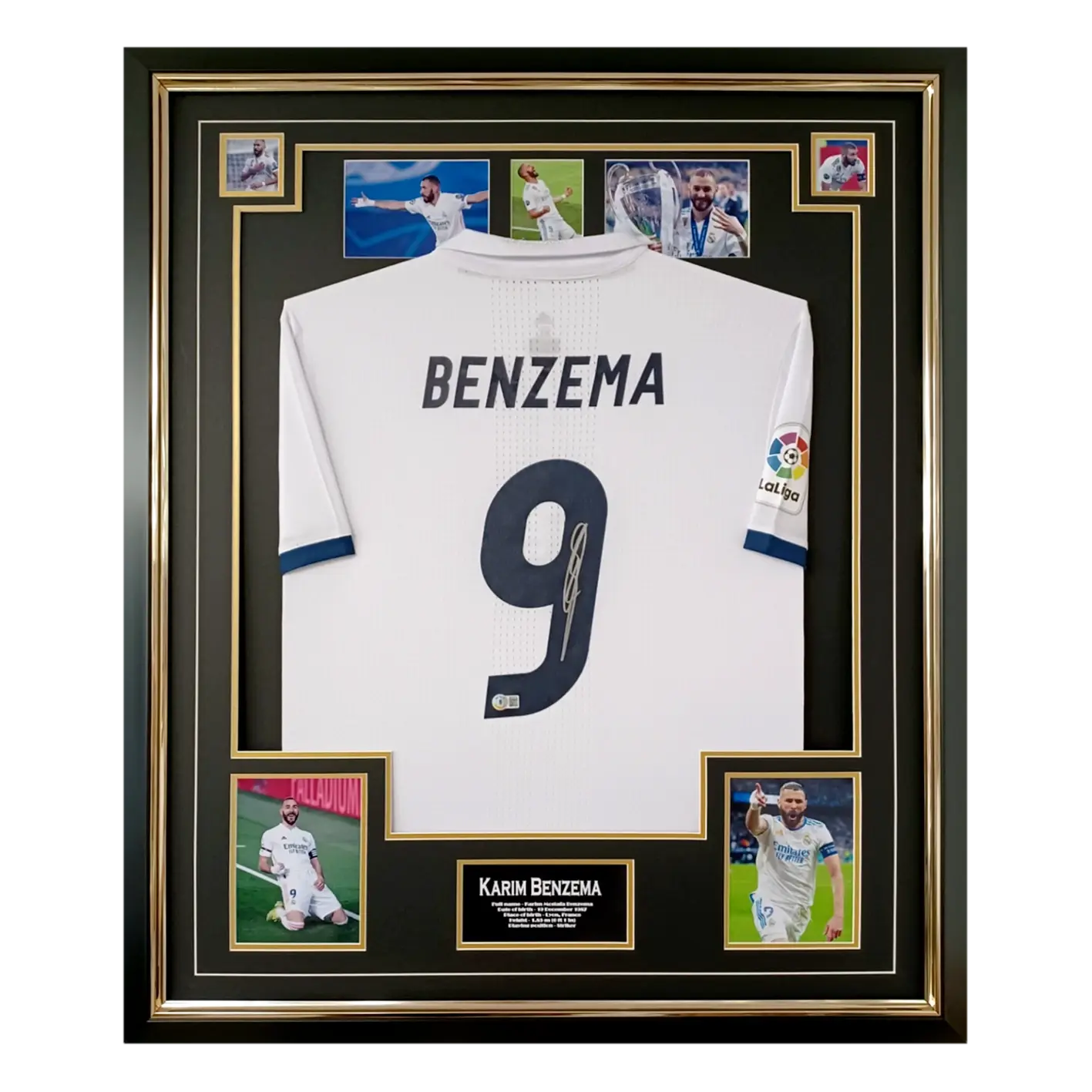 Maillot Real Madrid 2017 signé par Karim Benzema et encadré