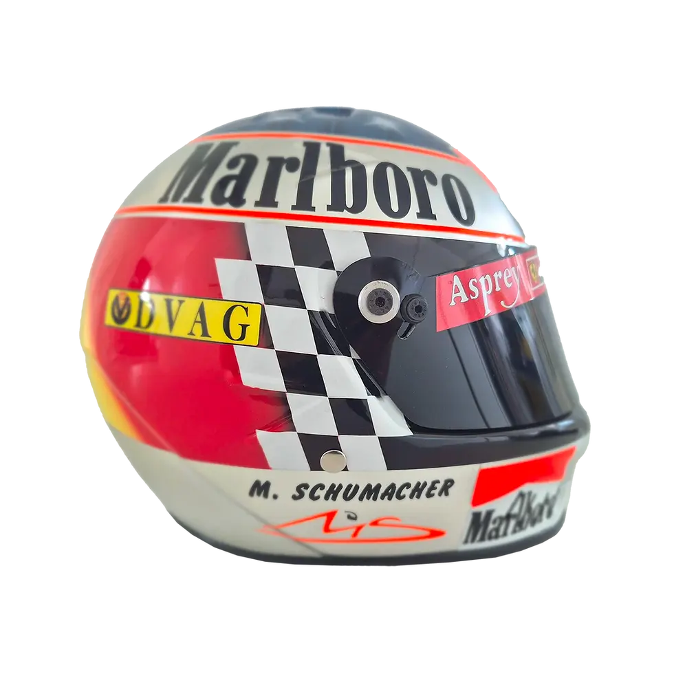 Miniature : Casque Scuderia Ferrari GP Suzuka 1998 replica 1:1 signé par Michael Schumacher