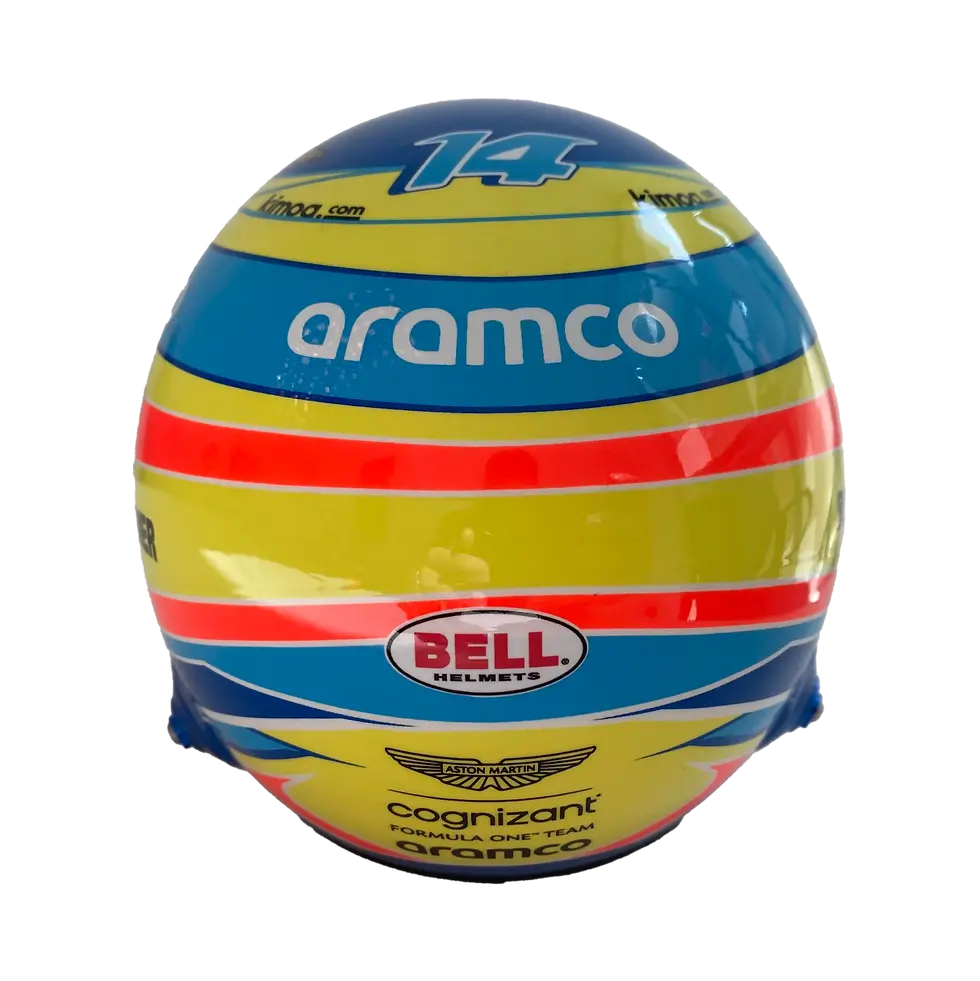 Miniature : Mini Casque F1 Formule1 Aston Martin 2023 1:2 Bell signé par Fernando Alonso