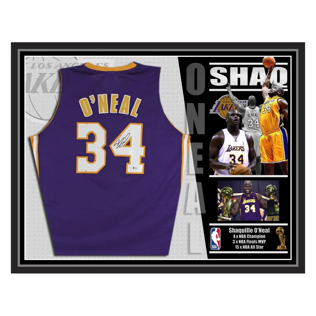 Maillot NBA Los Angeles Lakers Alternate replica signé par Shaquille O'Neal