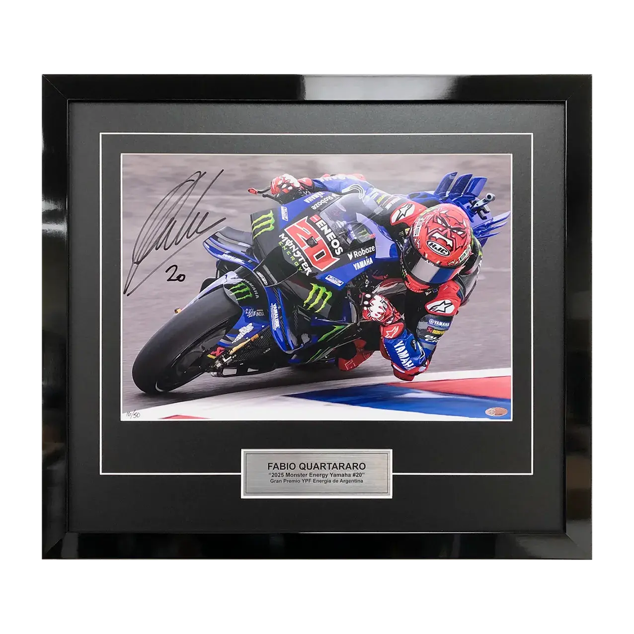 Affiche photo MotoGP Argentine 2025 signée par Fabio Quartararo et encadrée