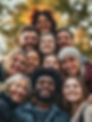 Diverse Group Forming a Human Pyramid, mid 30's black man front and centre, older white la