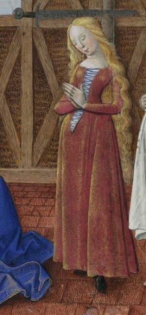 Front laced kirtle, 15th century - Mortifiement de Vaine Plaisance (1470, Ms 151)
