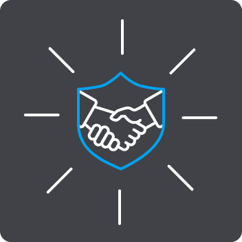 Handshake shield icon for trust and enterprise-level security