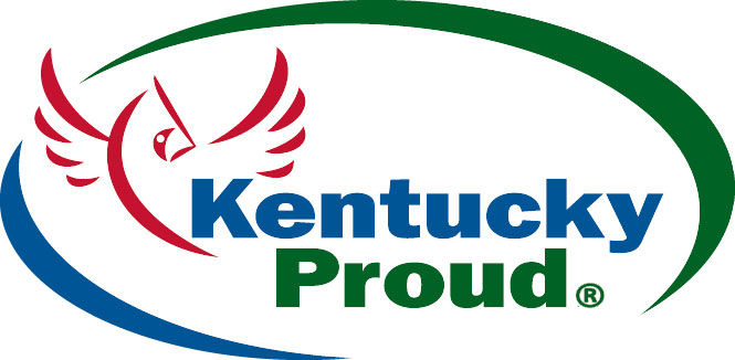 Kentucky Proud logo with stylized bird and green and blue swoosh