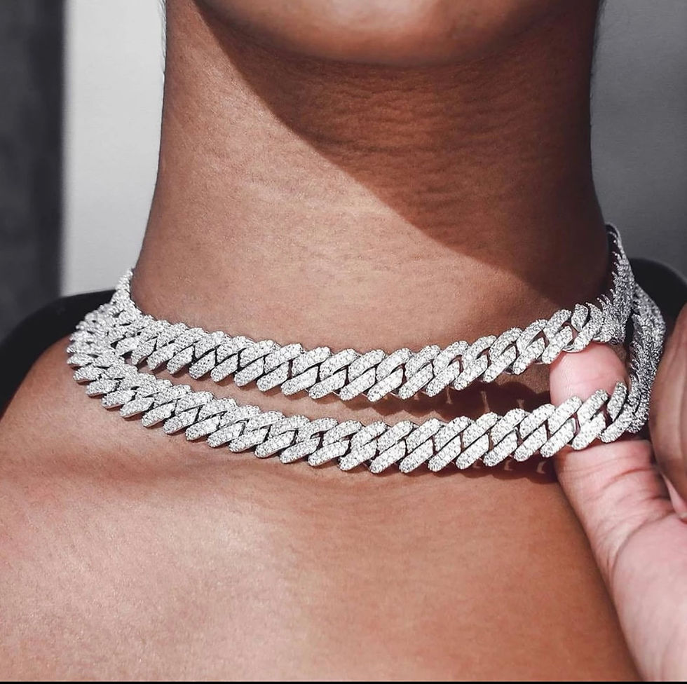 Miniatura: Collar de cadena de eslabones cubanos para mujer y hombre, set: cadena y pulsera
