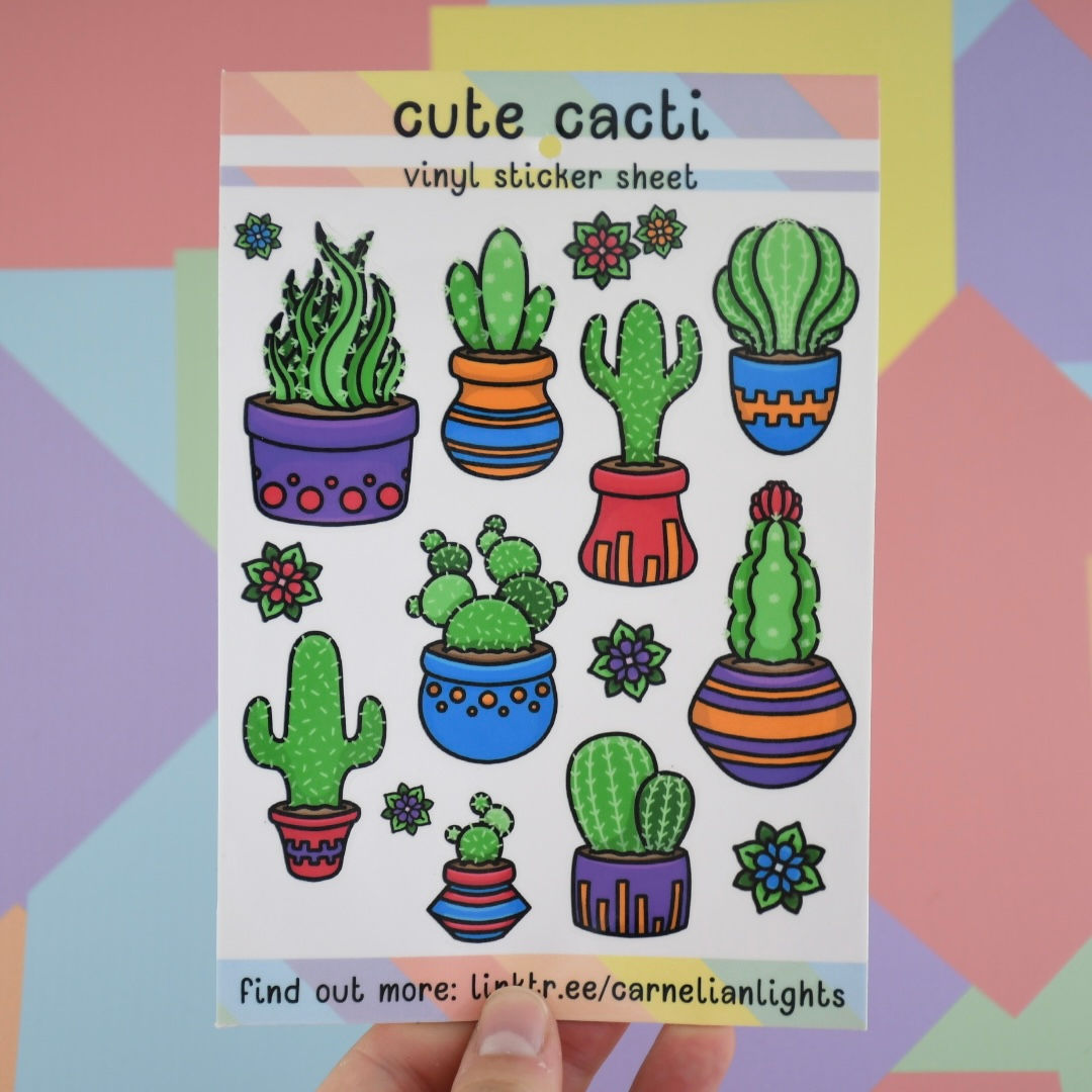 Cute Cacti Vinyl Sticker Sheet