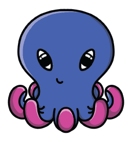 A drawing of the octopus Lily with a two tone finish