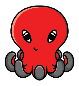 A drawing of the octopus Ruban with a two tone finish