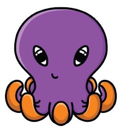 A drawing of the octopus Tad with a two tone finish