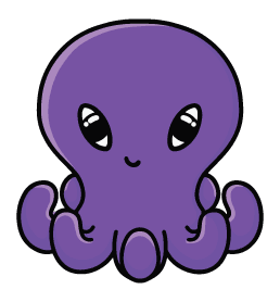 A drawing of a purple octopus called Tim