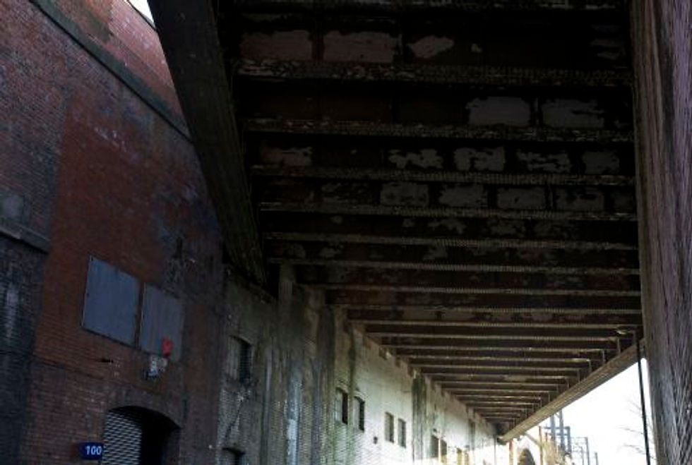 7. Underneath the second viaduct spanning Temperance Street.