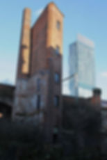 7. Beetham Tower (2006) next to a early Victorian factory on the Rochdale Canal.
