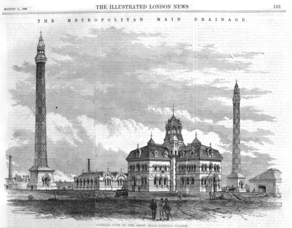 3. The Abbey Mills pumping station as seen in The Illustrated London News, 15 July 1868, p. 161.