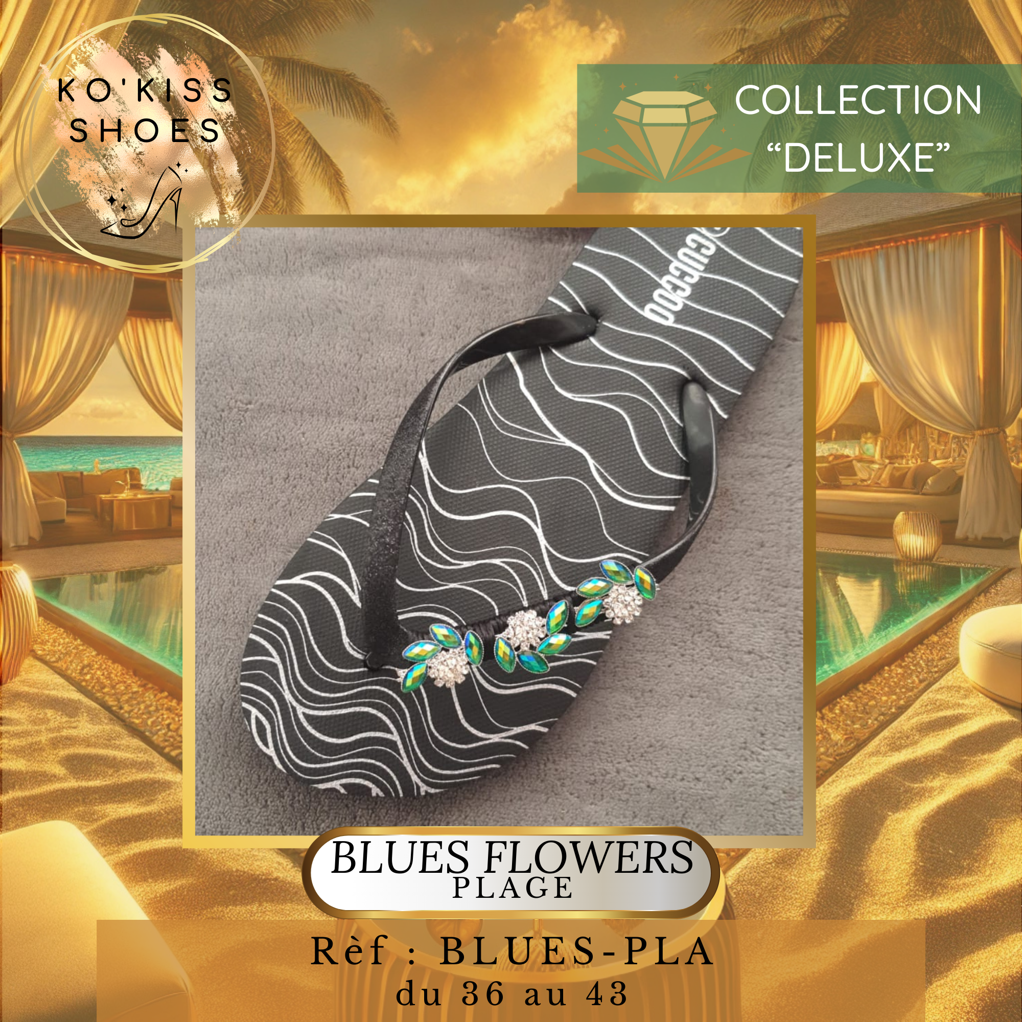 ko'kiss shoes – deluxe – Blues flowers plage