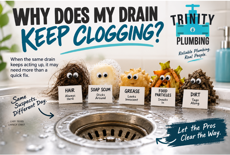 Clogged Drains Trinity Plumbing, Gonzales, Prairieville, Baton Rouge LA Louisiana
