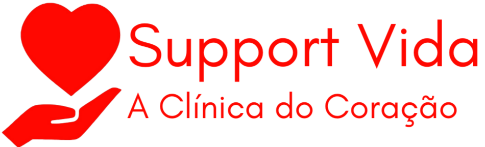 logo de coração com uma mão abaixo, da Clínica Support Vida.