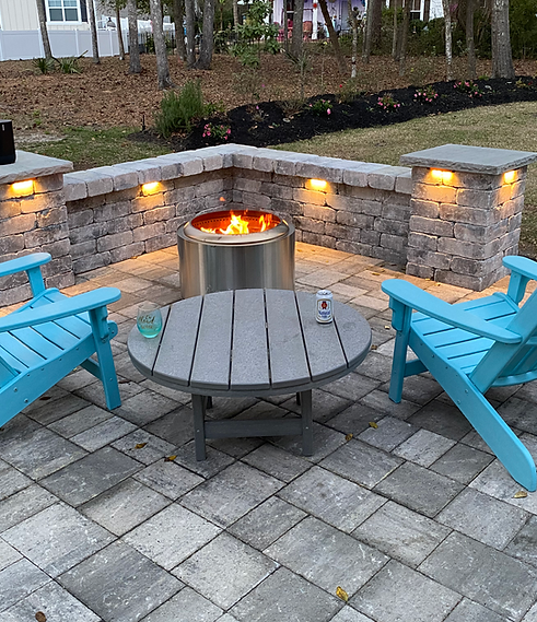 Pavers and seating wall