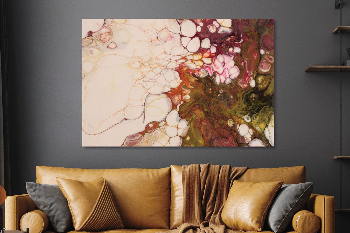 Crimson and Ochre Marble Pour 160x110cm